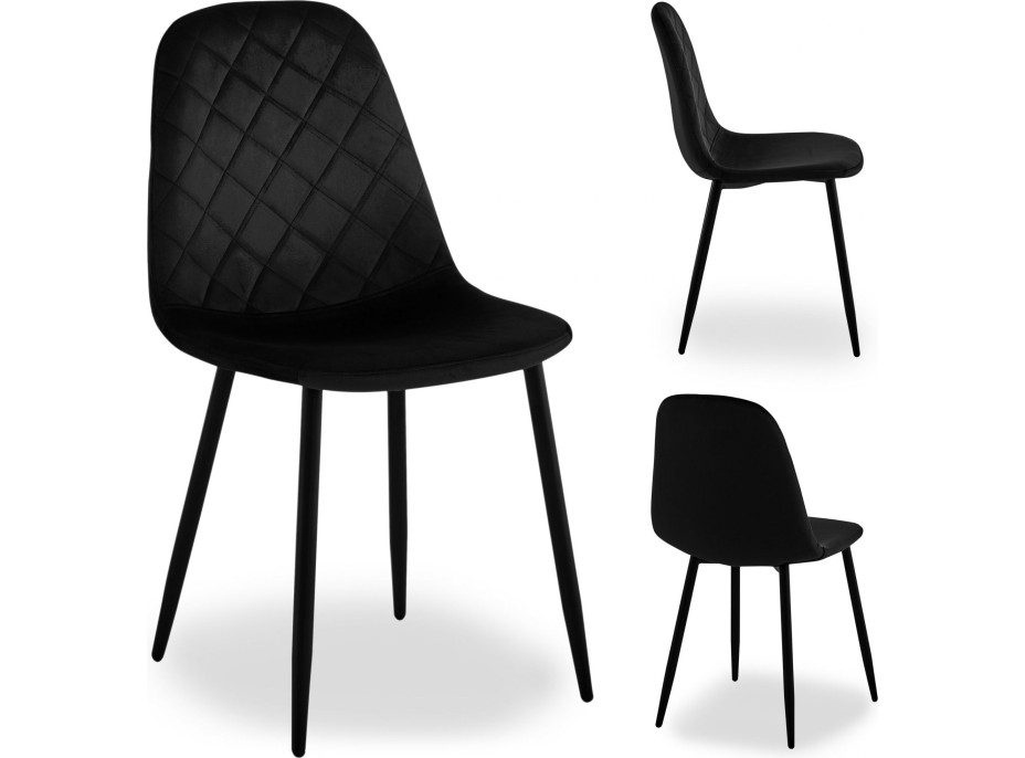 Zamatová stolička ORLANDO v čiernej farbe
