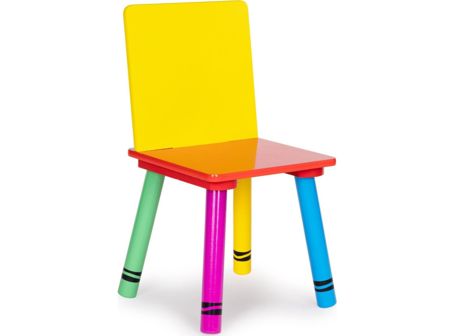 ECOTOYS Detský drevený stôl s dvoma stoličkami farebný