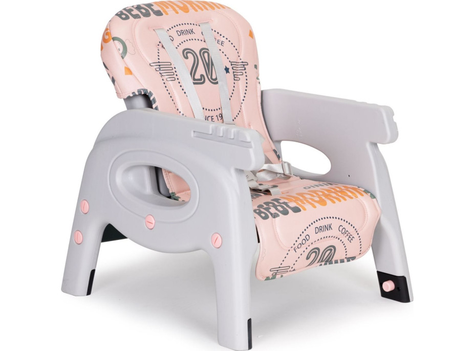 ECOTOYS Jedálenská stolička 2v1 ružovo-šedá