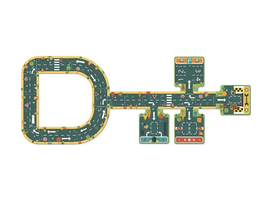 DJECO Podlahové obrysové puzzle Cesty 21 dielikov