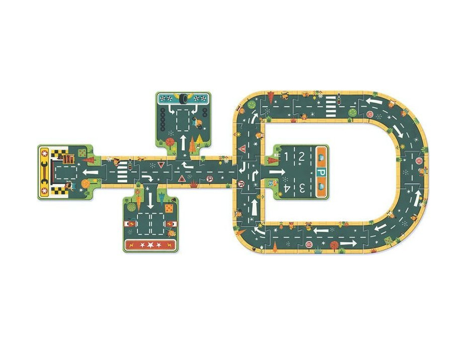 DJECO Podlahové obrysové puzzle Cesty 21 dielikov