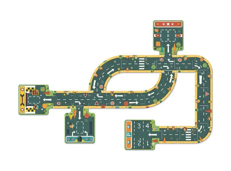 DJECO Podlahové obrysové puzzle Cesty 21 dielikov