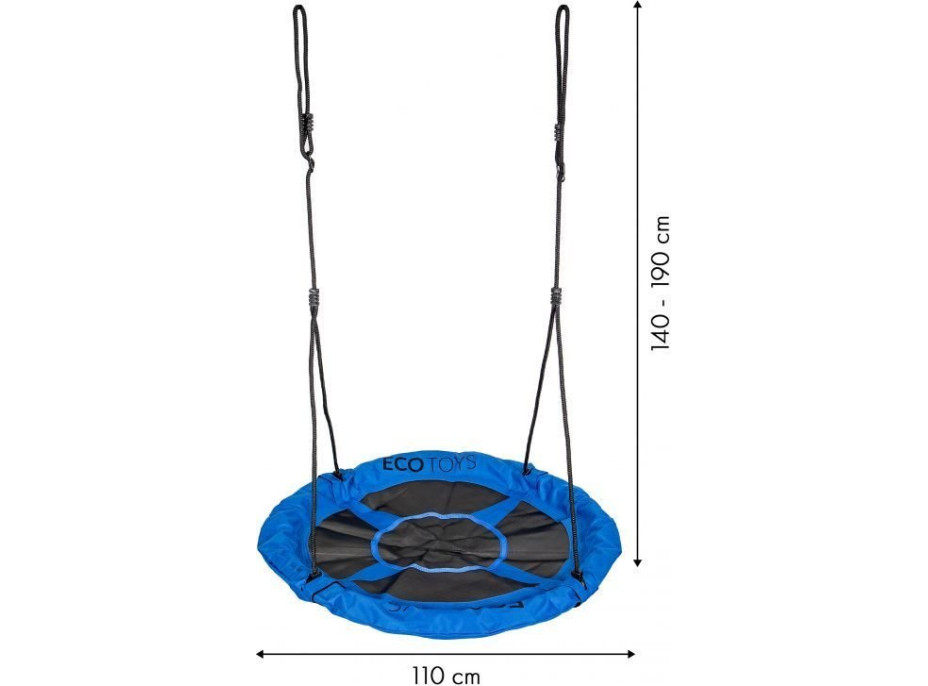 ECOTOYS Hojdací kruh Čapí hniezdo (priemer 110cm) modrý