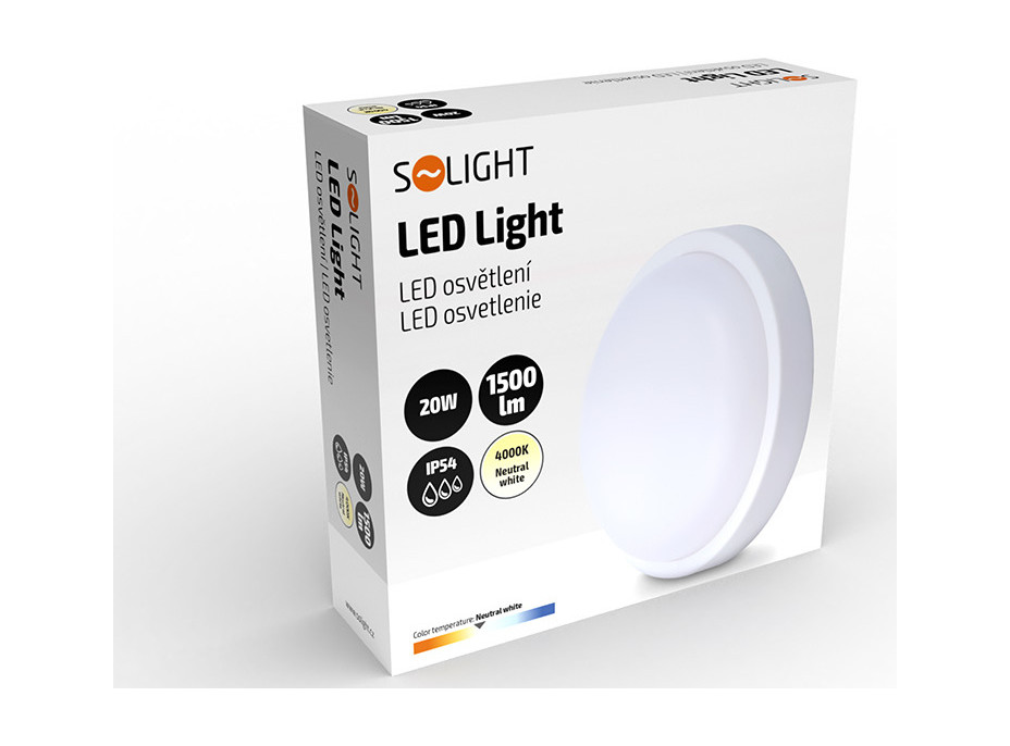 LED vonkajšie osvetlenie okrúhle, 20W, 1500lm, 4000K, IP54, 20cm