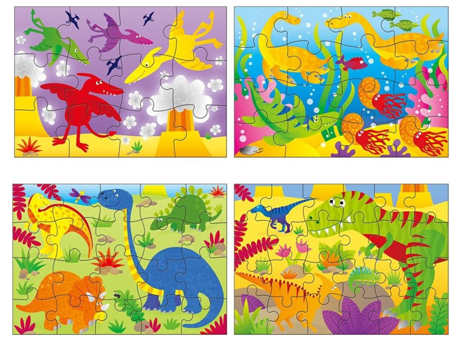 GALT Puzzle V krajine dinosaurov 4v1 (12,16,20,24 dielikov)