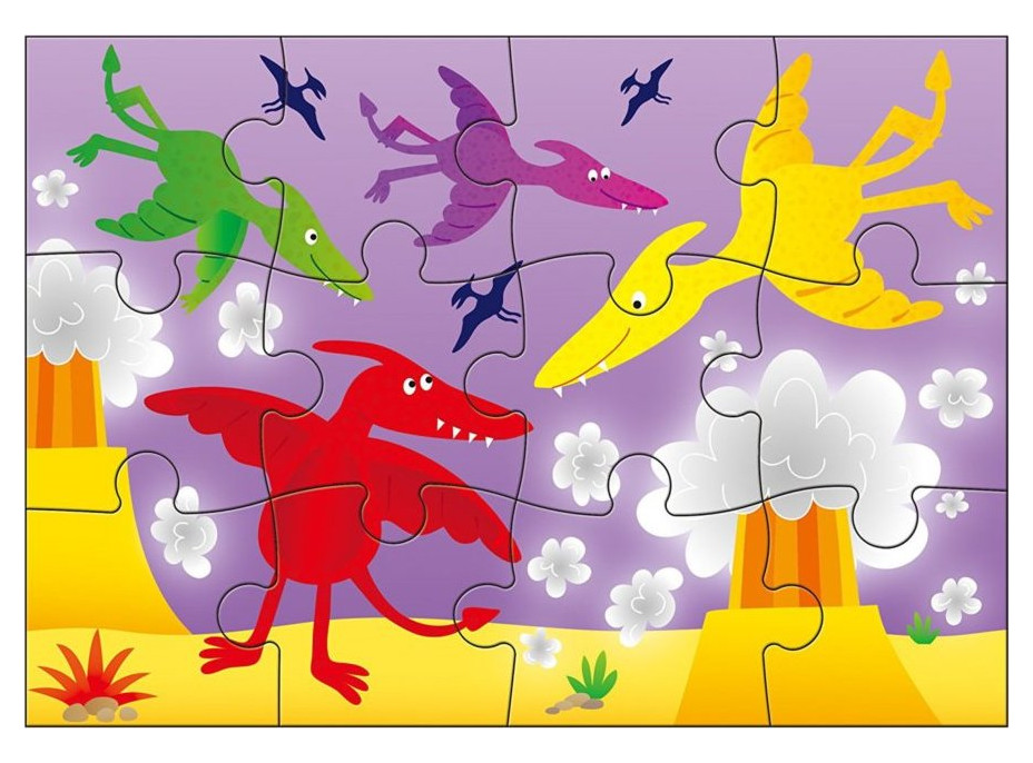 GALT Puzzle V krajine dinosaurov 4v1 (12,16,20,24 dielikov)