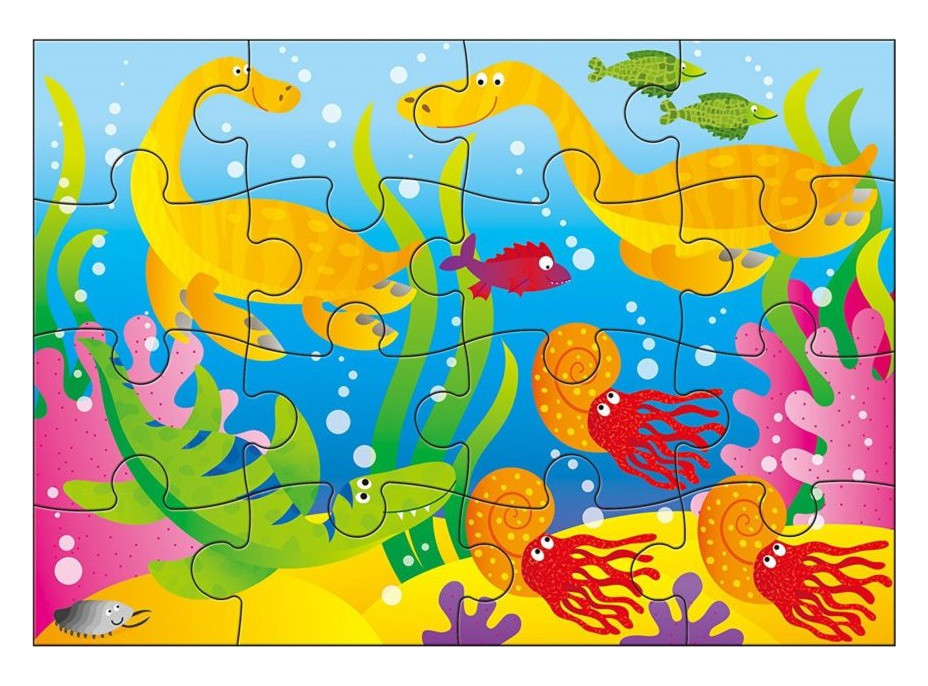 GALT Puzzle V krajine dinosaurov 4v1 (12,16,20,24 dielikov)