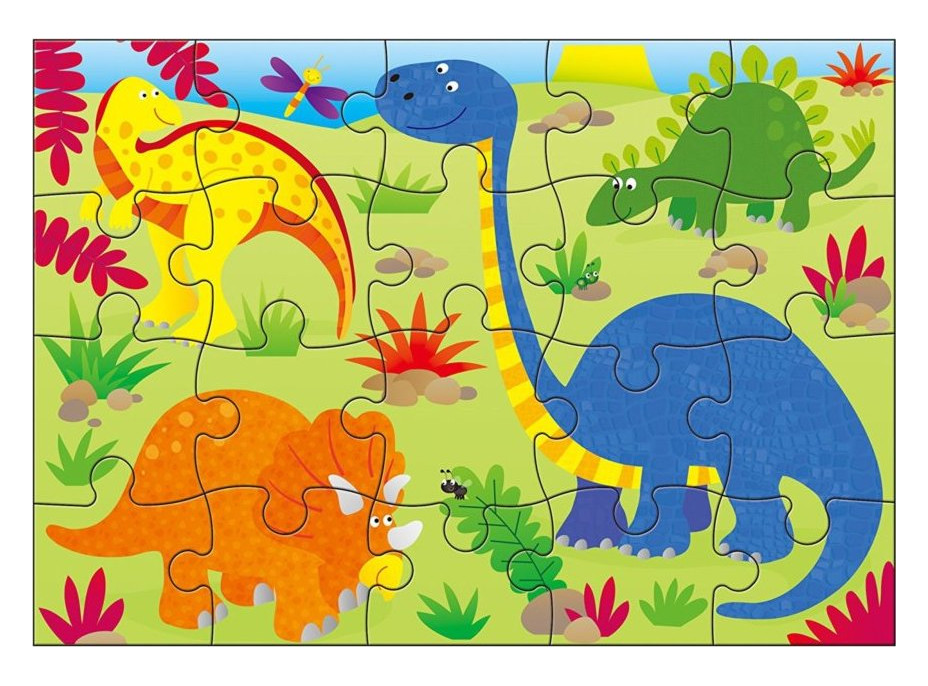 GALT Puzzle V krajine dinosaurov 4v1 (12,16,20,24 dielikov)