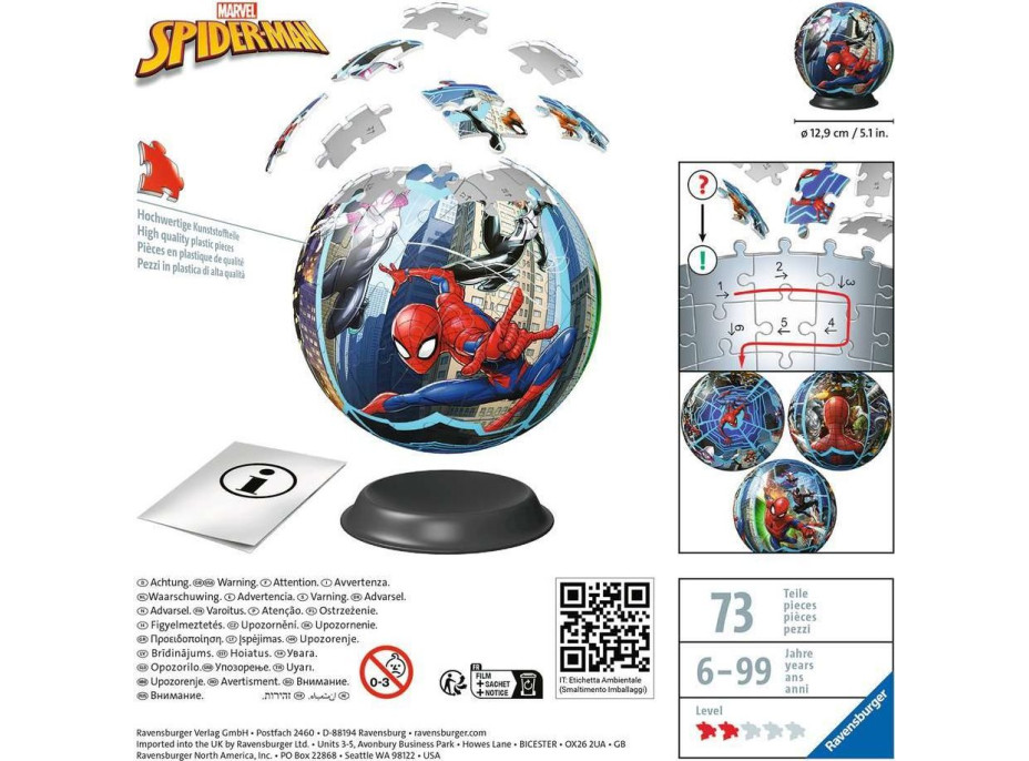 RAVENSBURGER Puzzleball Spiderman 73 dielikov