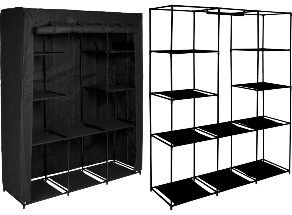 Textilná skriňa Mira s 10 policami MIRA MAXI - čierna