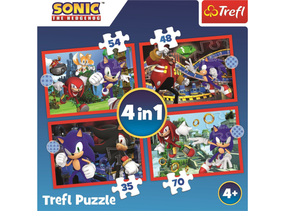 TREFL Puzzle Sonic: Dobrodružná jazda 4v1 (35,48,54,70 dielikov)