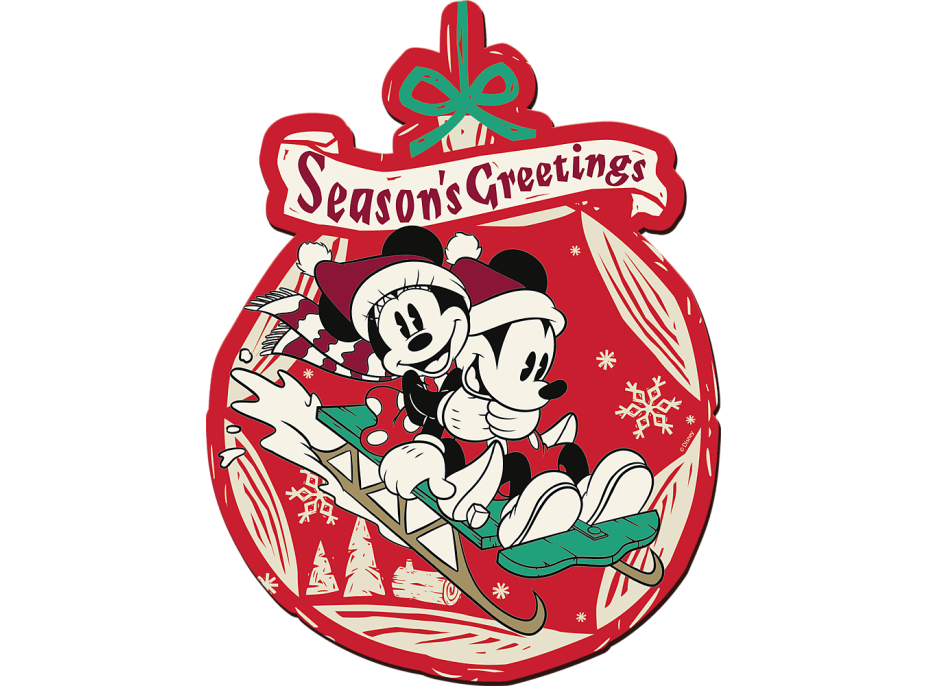 Trefl Wood Craft Origin puzzle Vianočné dobrodružstvo Mickeyho a Minnie 160 dielikov