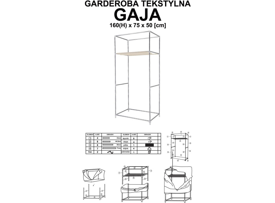 Textilná skriňa Gaja Vitto - hnedá