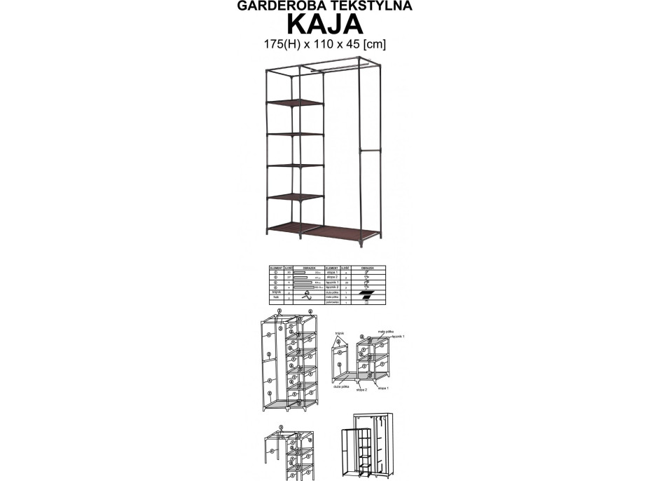 Textilná skriňa Kaja Vitto - hnedá