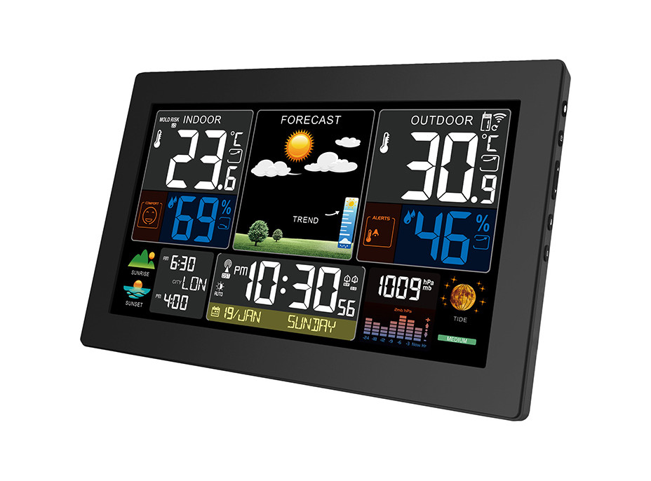 Meteostanica, XL farebný LCD, teplota, vlhkosť, tlak