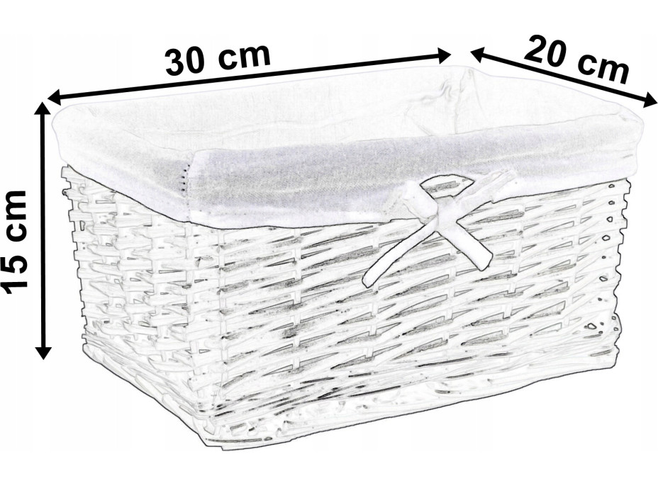 Prútený košík 30 x 20 x 15 cm - šedý