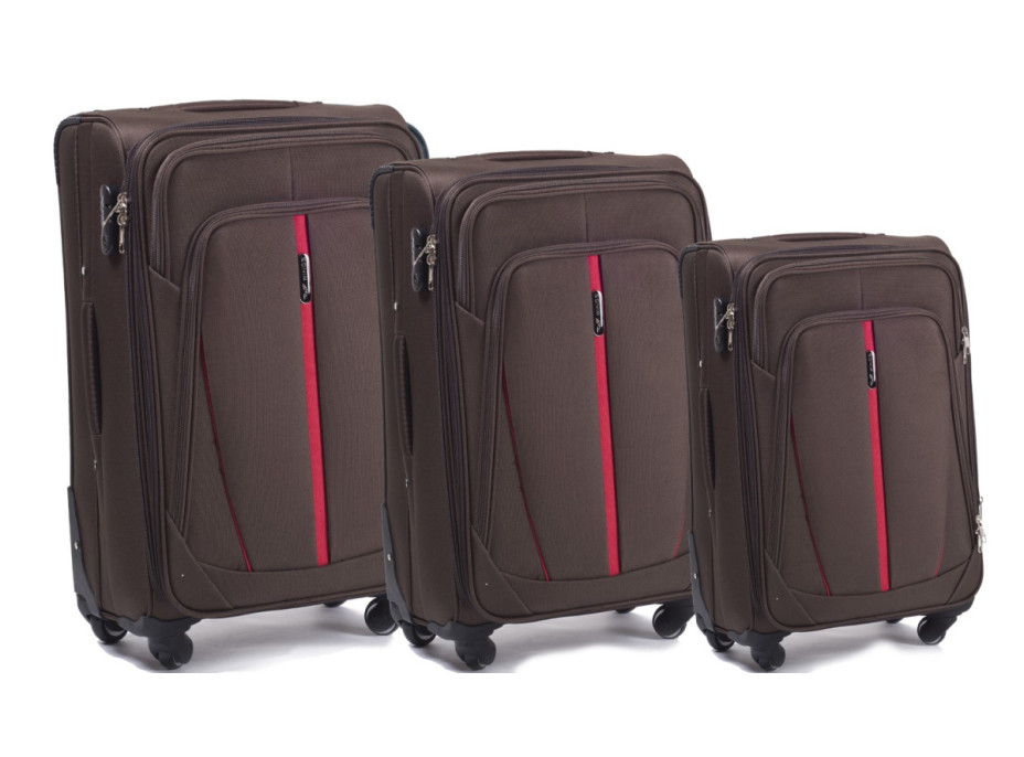 Moderné cestovné tašky STRIPE 4 - set S+M+L - kávovo hnedé