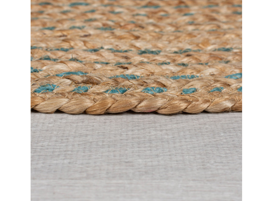 Kusový koberec Capri Jute Natural/Blue kruh