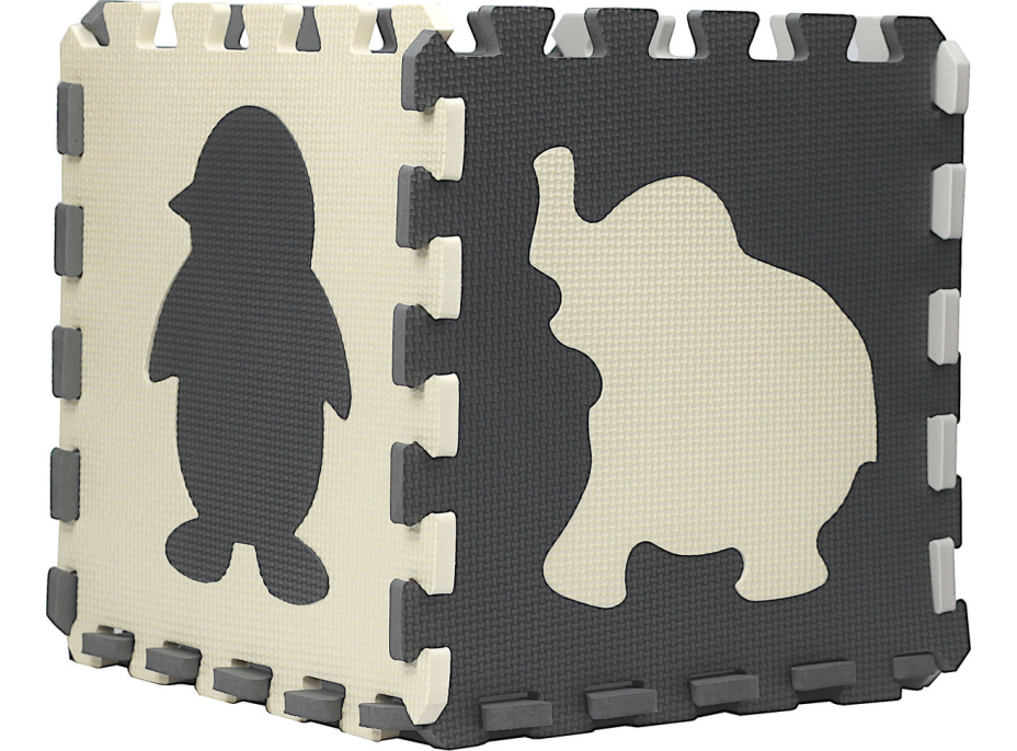 Matadi Penové puzzle šedo-krémové Zvieratká a tvary (28x28)