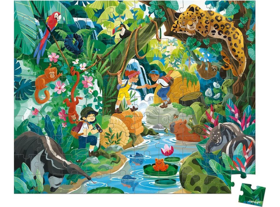 JANOD Puzzle v kufríku Dobrodružstvo v džungli 100 dielikov