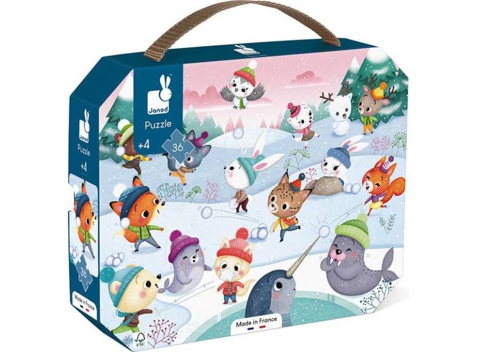 JANOD Puzzle v kufríku Party na snehu 36 dielikov