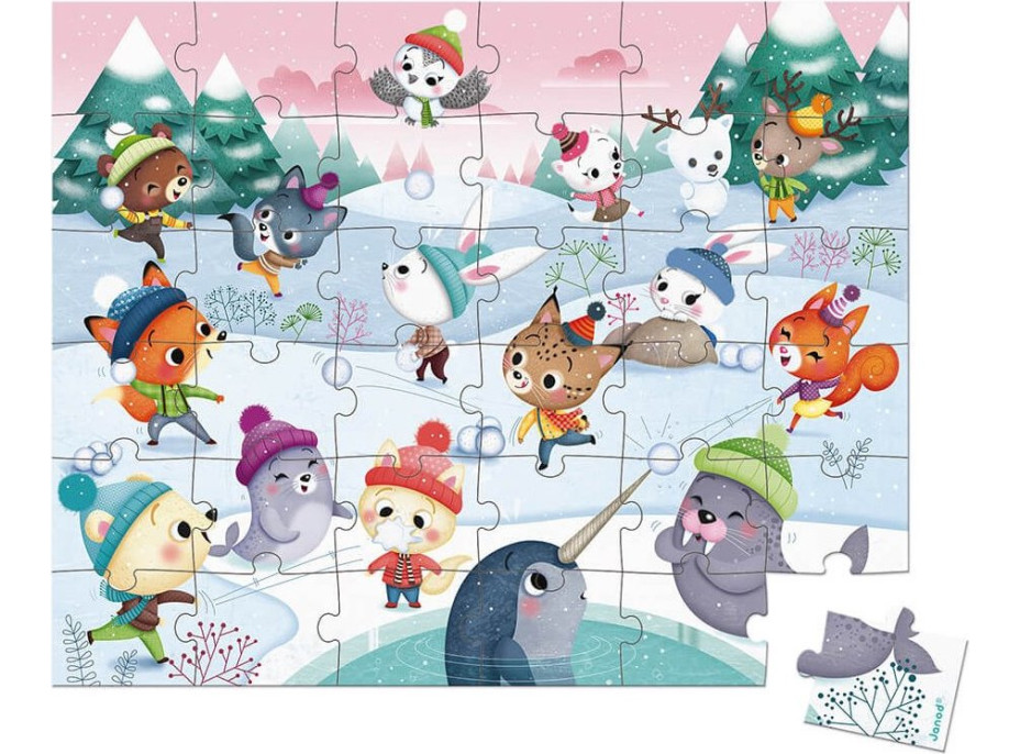 JANOD Puzzle v kufríku Party na snehu 36 dielikov