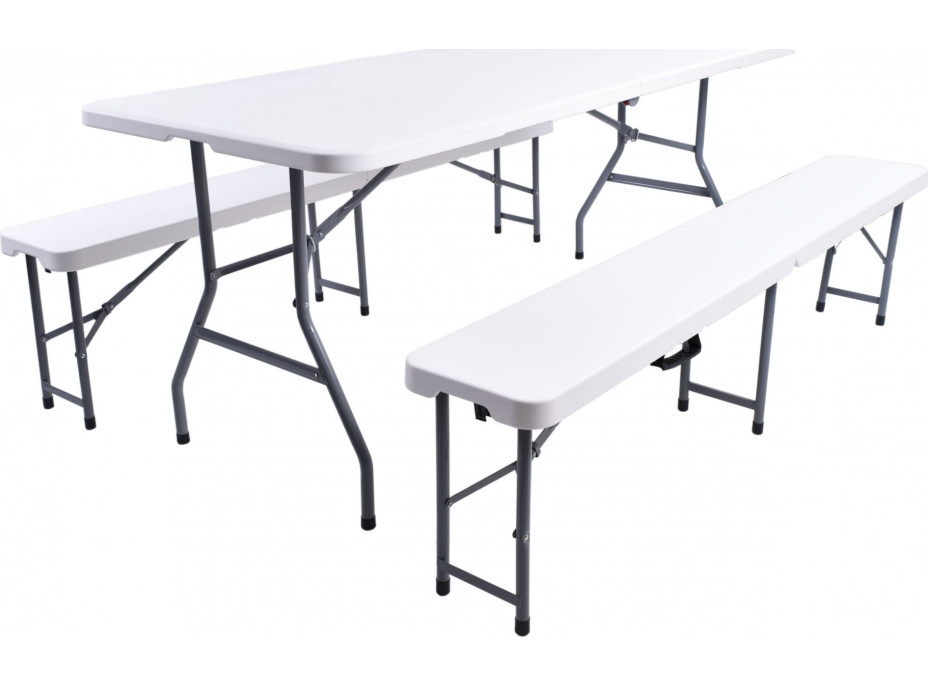 Cateringový set FETA WHITE - stôl 180 cm + 2 lavice