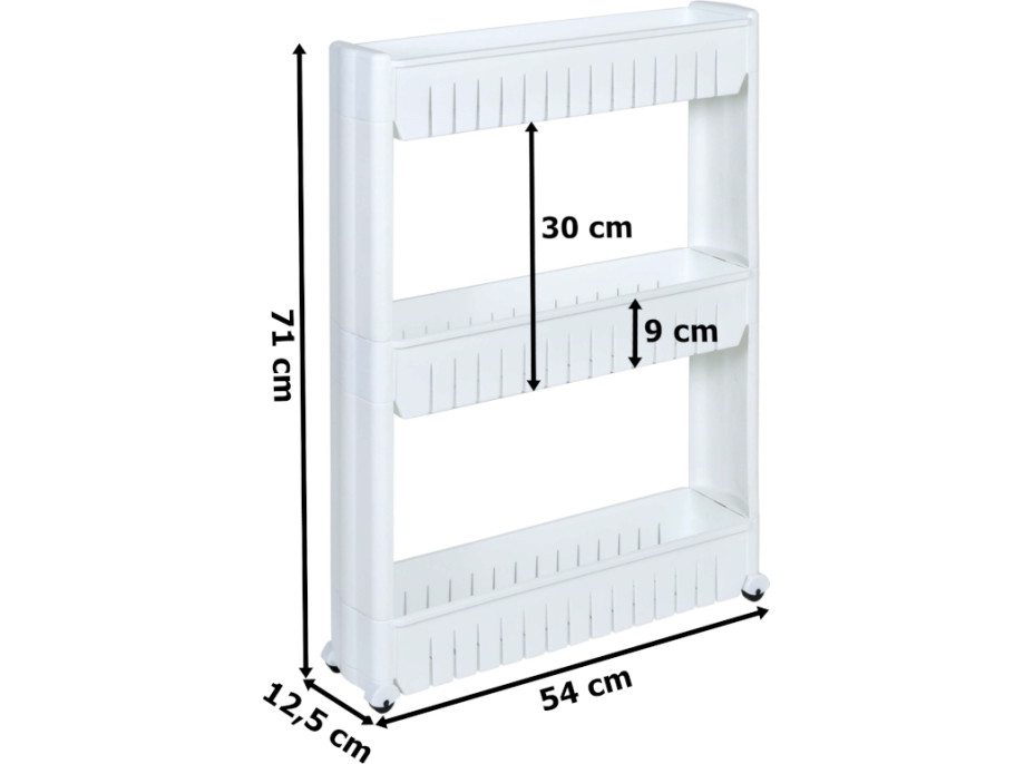 Biely regál na kolieskach LEIRA