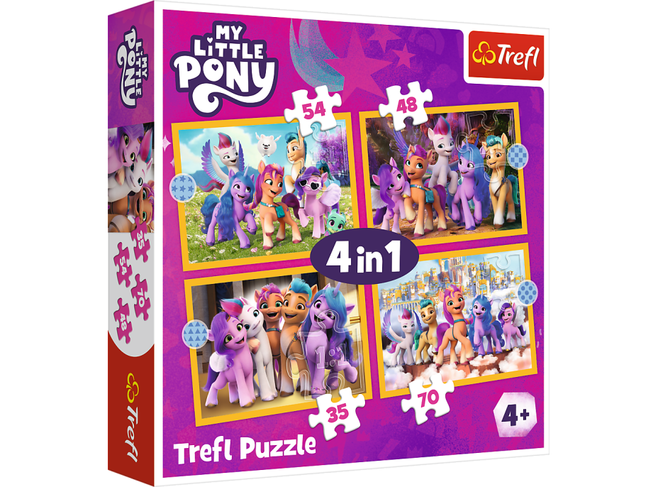 TREFL Puzzle My Little Pony: Zoznámte sa s poníkmi 4v1 (35,48,54,70 dielikov)