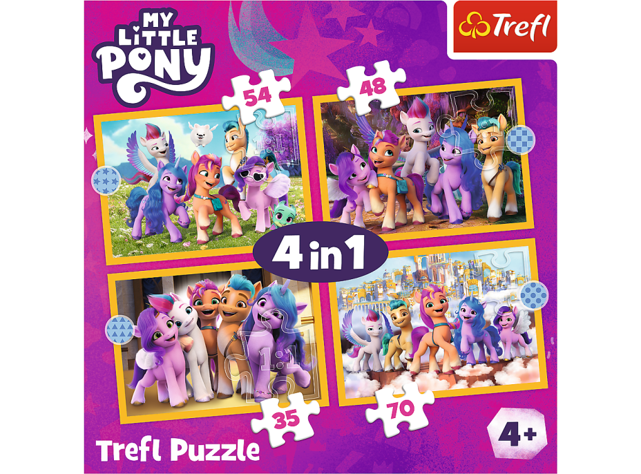 TREFL Puzzle My Little Pony: Zoznámte sa s poníkmi 4v1 (35,48,54,70 dielikov)