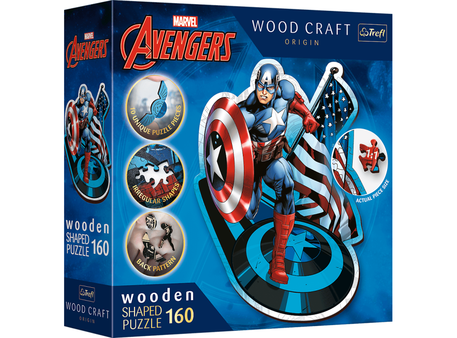 Trefl Wood Craft Origin puzzle Neohrozený Kapitán Amerika 160 dielikov