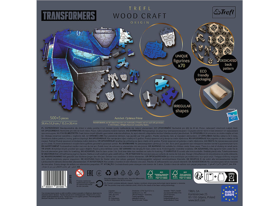 Trefl Wood Craft Origin puzzle Transformers: Optimus Prime 505 dielikov