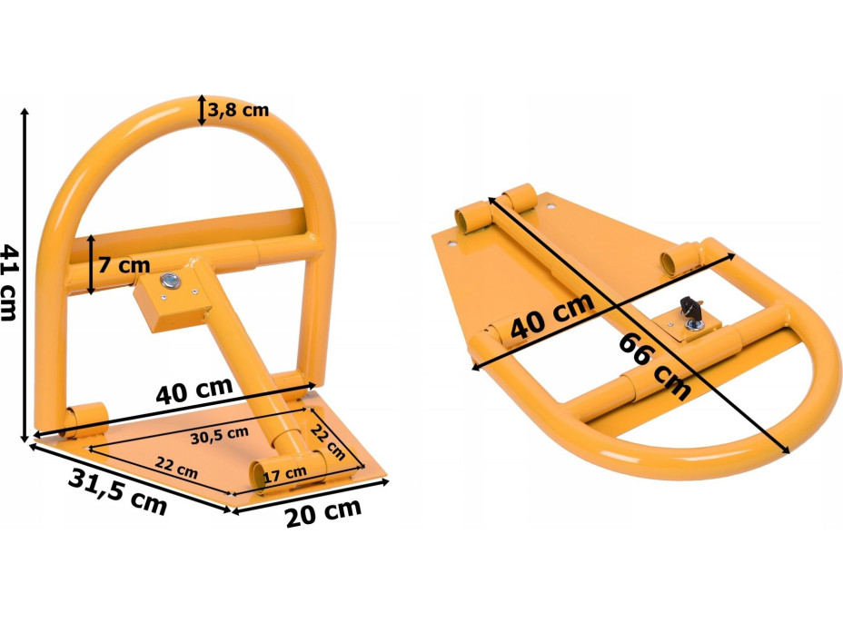 Skladacia parkovacia zábrana s kľúčom 40 cm