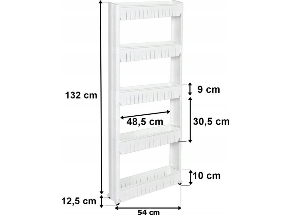 Biely regál na kolieskach UWINA