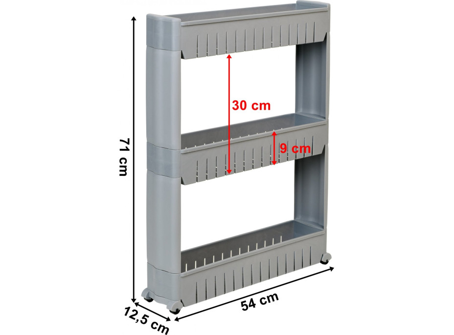 Sivý regál na kolieskach LEIRA