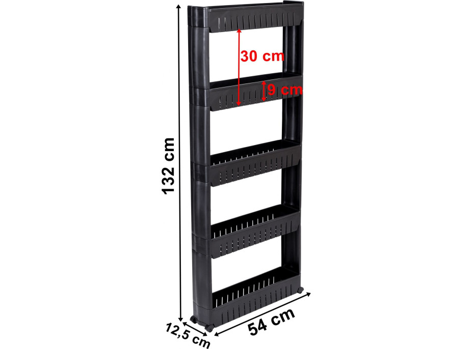 Čierny regál na kolieskach UWINA