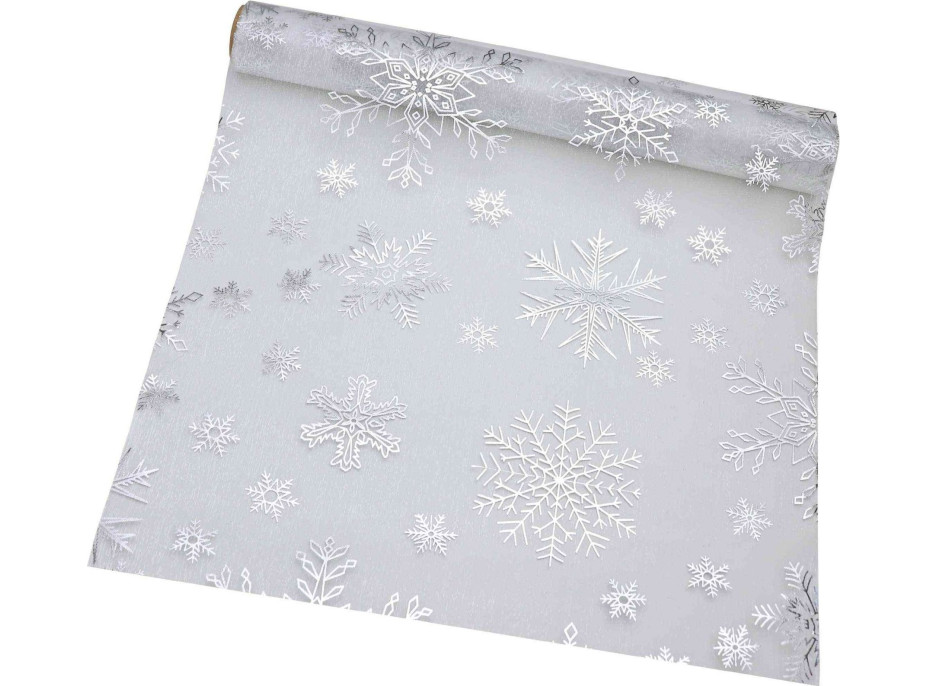 Behúň na stôl SILVER WINTER 300 cm - biely/strieborný