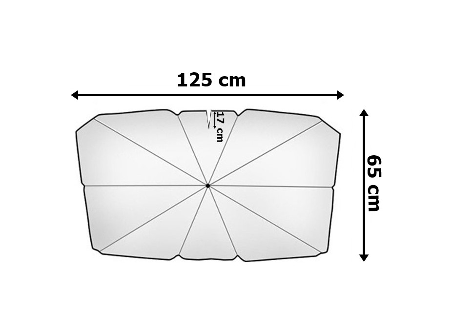 Slnečná clona na predné sklo UV HELIOS 125 x 62 cm