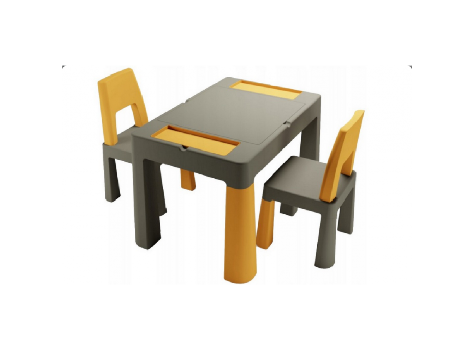 Detský stolček s dvoma stoličkami TEGGI MULTIFUN - grafitový/horčicový