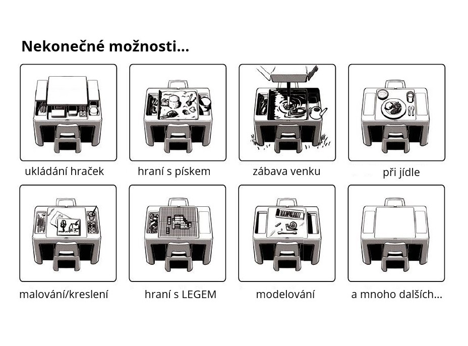 Detský stolček s dvoma stoličkami TEGGI MULTIFUN - tyrkysový/tmavo modrý/sivý