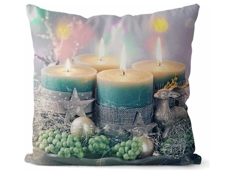 Vianočná LED obliečka na vankúš 45x45 cm - Adventné sviečky