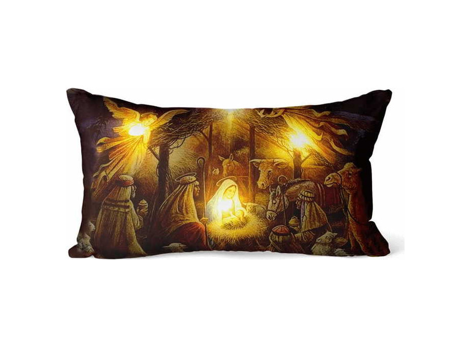 Vianočná LED obliečka na vankúš 50x30 cm - Betlehem