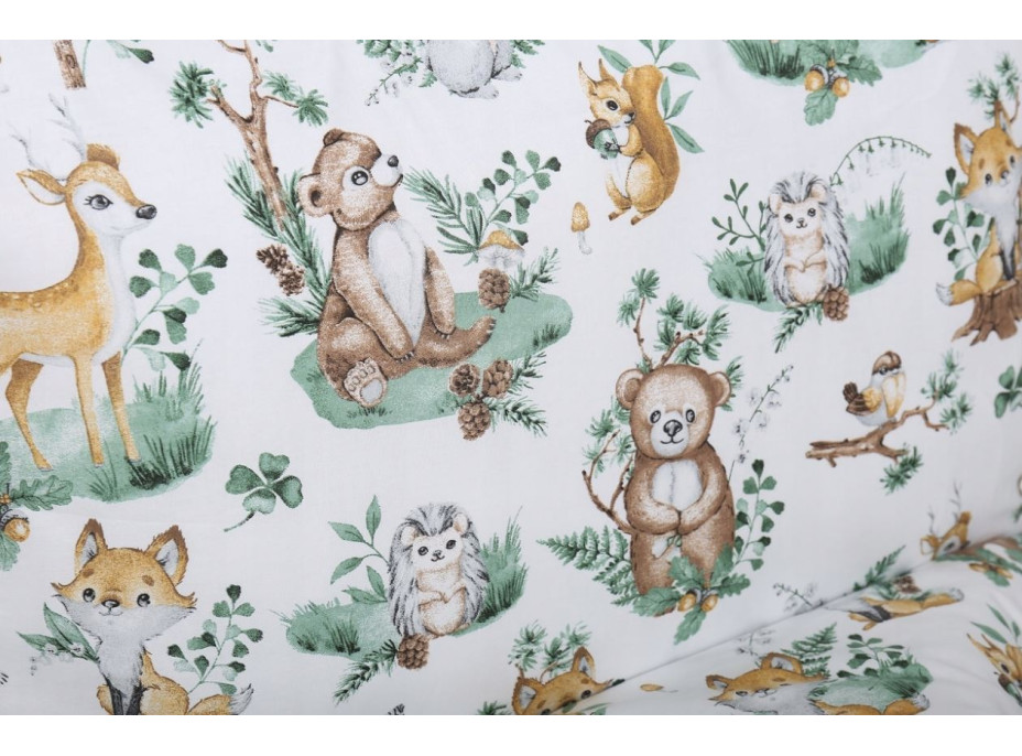 Detské bavlnené obliečky do postieľky 135x100 cm BABYMAM PREMIUM - Zvieratká v lese