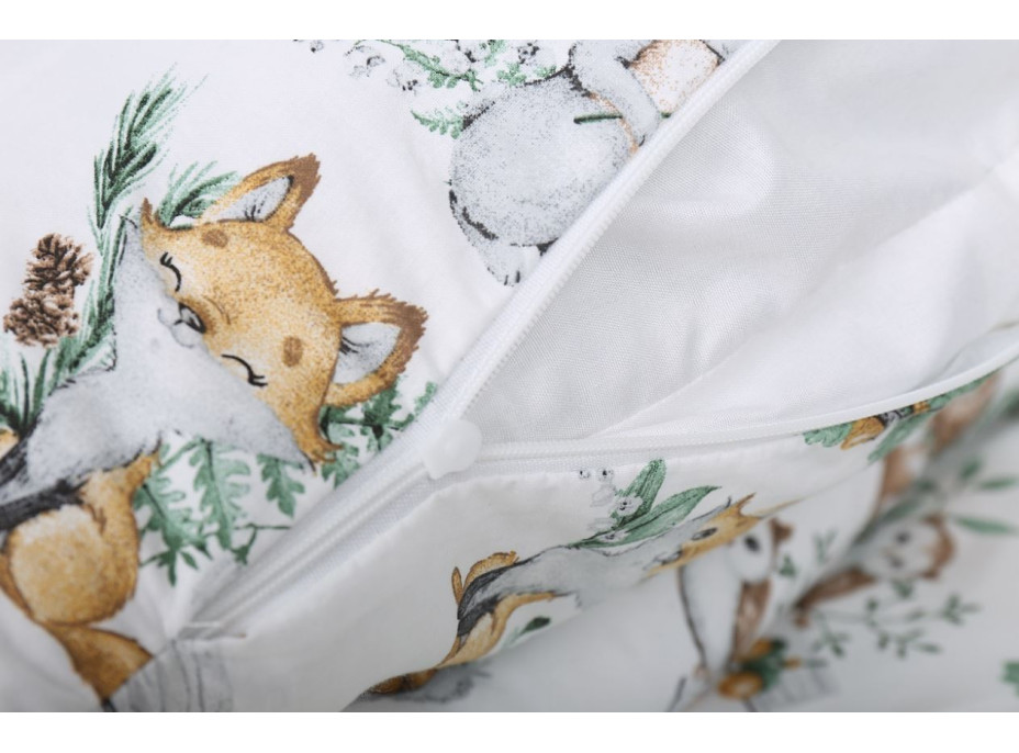 Detské bavlnené obliečky do postieľky 135x100 cm BABYMAM PREMIUM - Zvieratká v lese