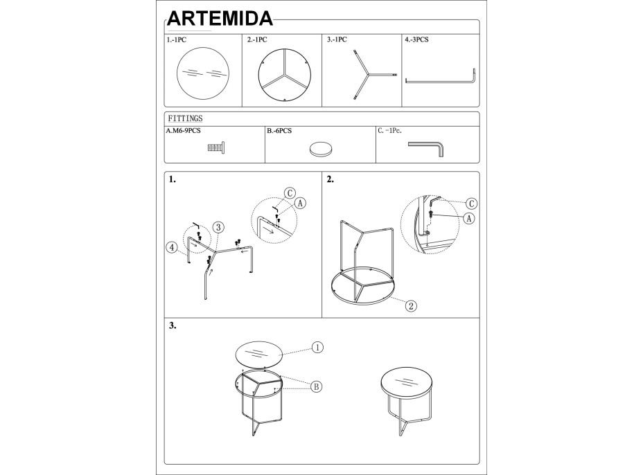 Konferenčný stolík ARTEMIDA - šedý/čierny