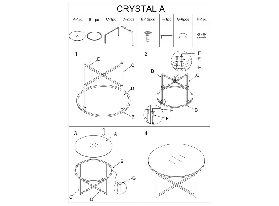 Konferenčný stolík CRYSTAL A - jantárové sklo/strieborný