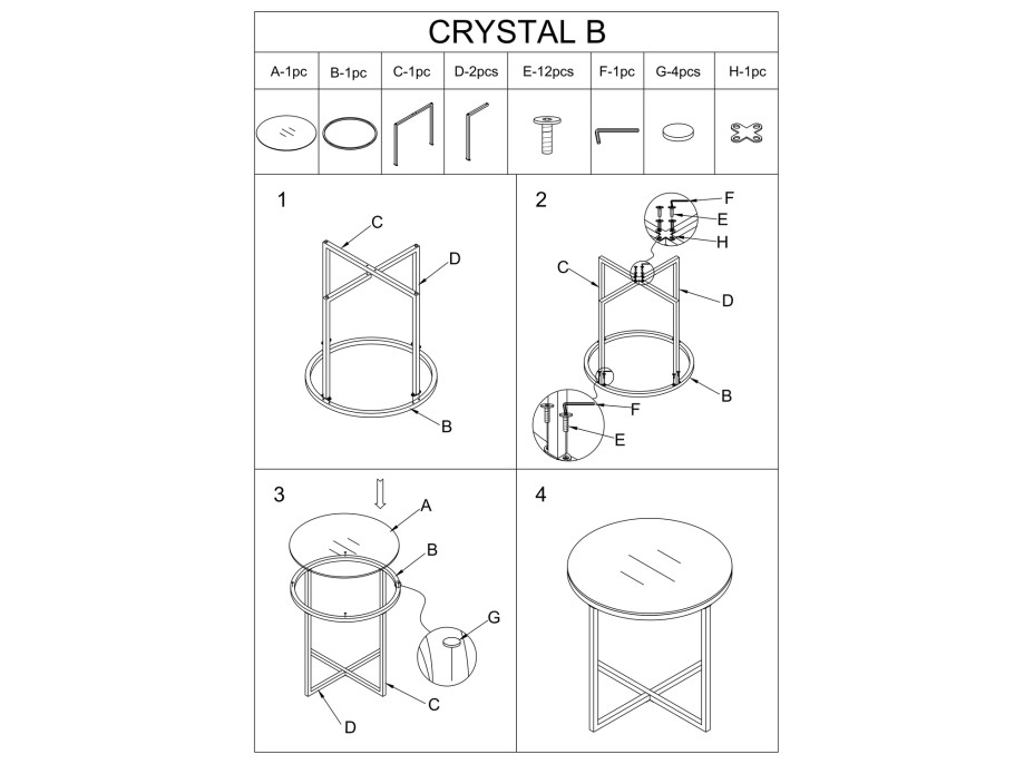 Konferenčný stolík CRYSTAL B - jantárové sklo/strieborný