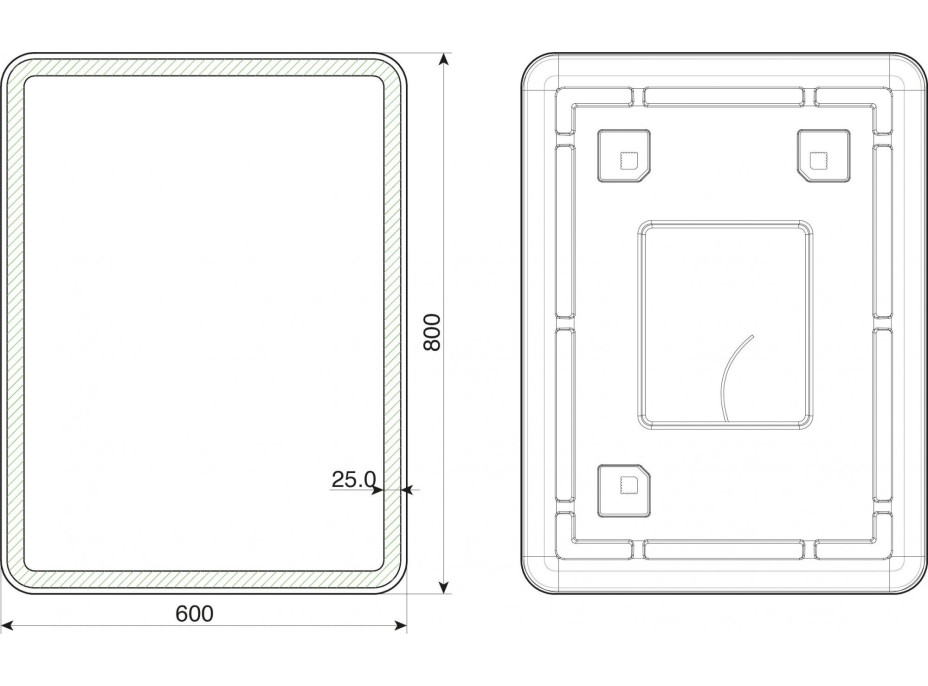 Zrkadlo 60x80 cm s LED osvetlením BORKEN BLACK