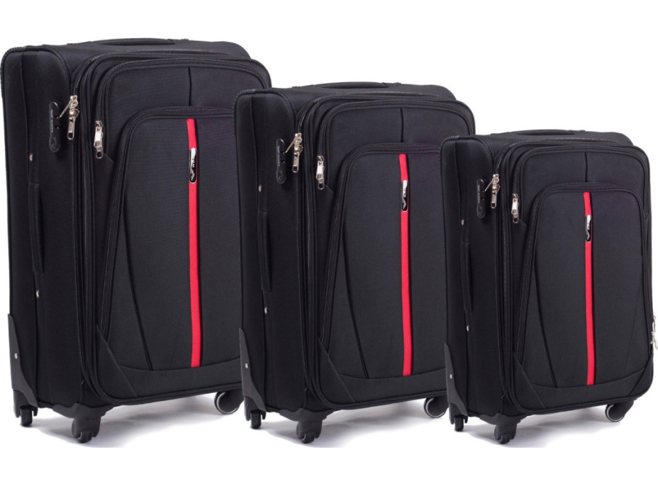 Moderné cestovné tašky STRIPE 4 - set S+M+L - čierne