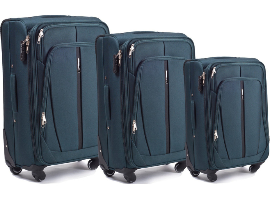 Moderné cestovné tašky STRIPE 4 - set S+M+L - tmavo zelené